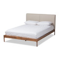 Baxton Studio Aveneil Beige Upholstered Walnut Finished Full Size Platform Bed 149-8774